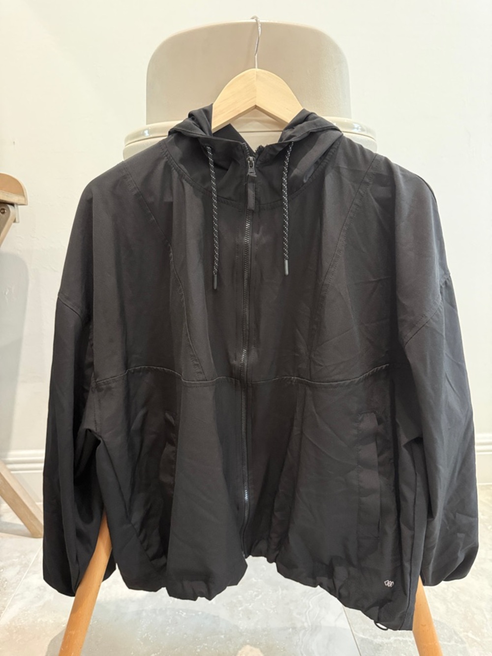 Women Black Hooded Zip Jacket